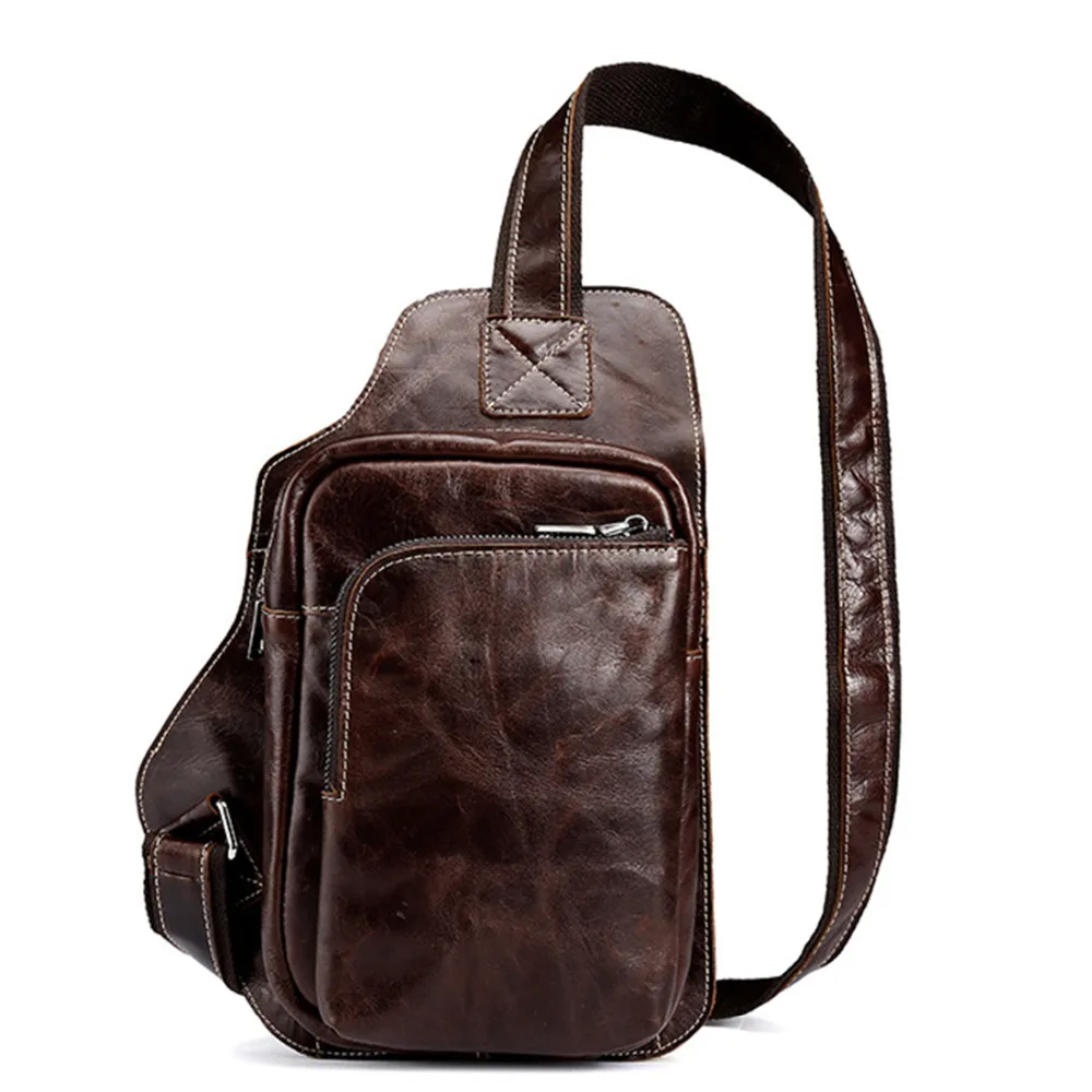 

Top Quality Genuine Leaher Oil Wax Cowhide New Men Messenger Shoulder Bag Travel Sling Chest Cross Body Back Day Pack
