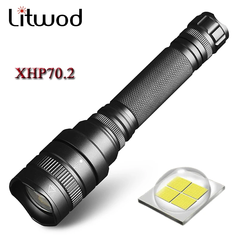 

Litwod Z201515 50000lm XHP70.2 Powerful flashlight Tactical LED Flashlight torch Zoom Lantern Use 2*18650 Battery camping 5 mode