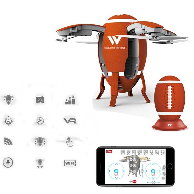 

ATTOP W5 2.4GHz Foldable Flying Egg Drone with Remote Control WIFI FPV Foldable Selfie Drone RC Quadcopter Altitude Hold Drone