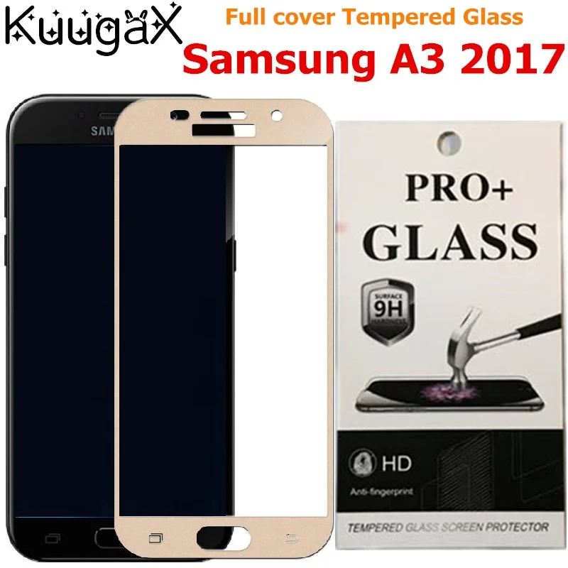 Screen protective all cover Tempered Glass For samsung A3 2017 4.7 inch A3200 9H smartphone toughened display cases on crystals | Мобильные