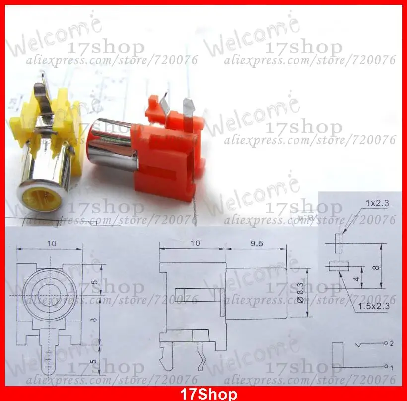 10PCS 2PIN RCA socket jack AV plug TV CCTV DVD Panel Mounting the FOR Amplifier | Обустройство дома