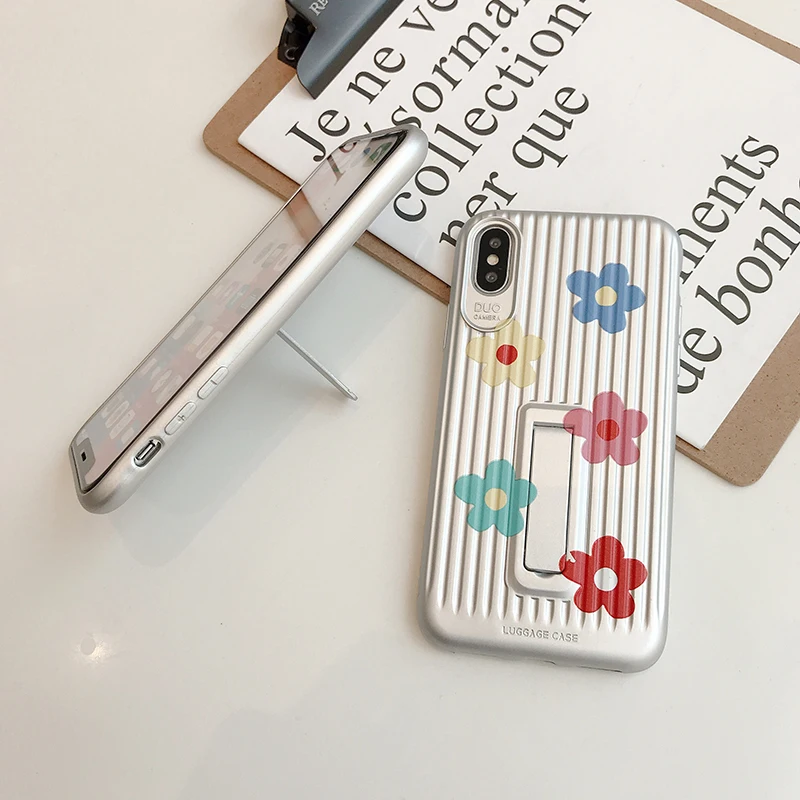 Роскошный багажный чехол для телефона iphone X XR XS Max 6 6s Plus 7 8 милый цветочный мягкий
