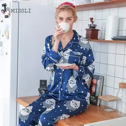 JRMISSLI шелковые пижамы для женщин наборы для ухода за кожей пижамы Pijama Mujer 2019 весна печати Элегантный атлас домашняя одежда