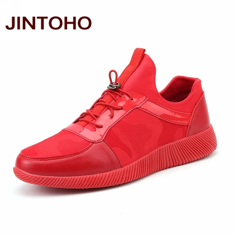 JINTOHO дышащая мужская красная обувь уличные мужские кроссовки спортивная обувь для мужчин красная подошва обувь для мужчин