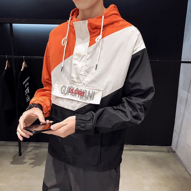Plus Size Jacket Men Brand New 2019 Streetwear Mens Jackets and Coats Loose Patchwork Color Front Pocket Casual Windbreaker 5XL Plus Size Jacket Men Brand New 2019 Streetwear Mens Jackets and Coats Loose Patchwork Color Front Pocket Casual Windbreaker 5XL