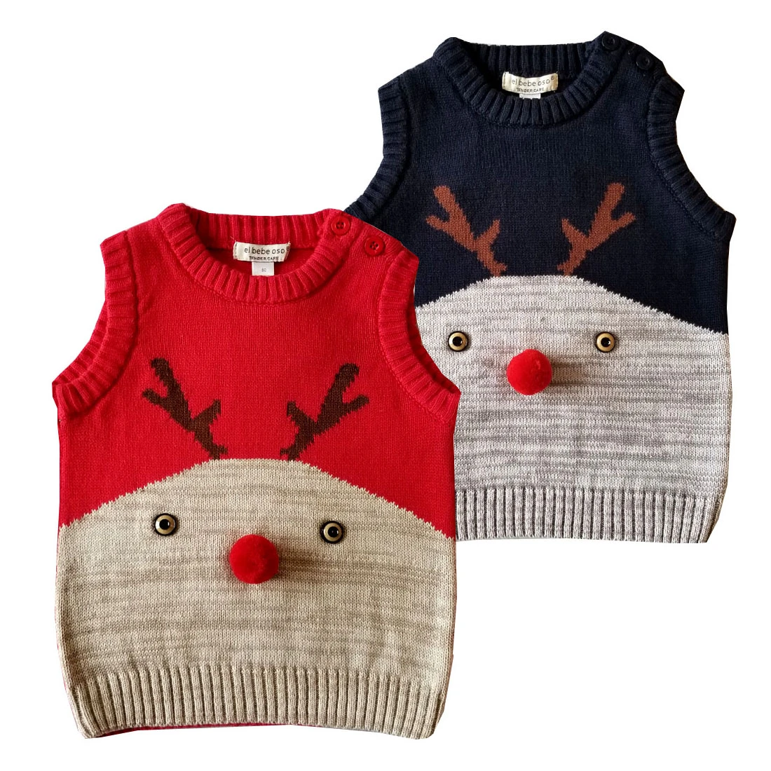 子供ベスト女の子のための冬のためのクリスマス鹿ベスト秋の子供ニット子供クリスマスのギフト赤ちゃん Vests Aliexpress