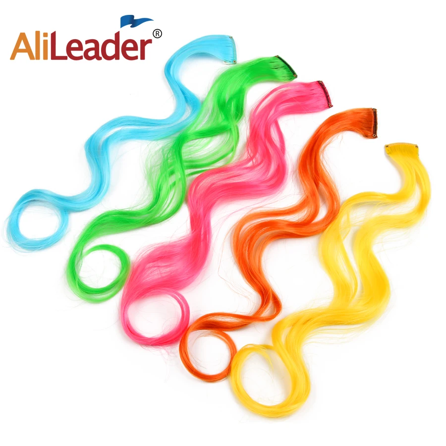 Alileader 20 "длинный волнистый локон для тела Радужный цветной изюминкой