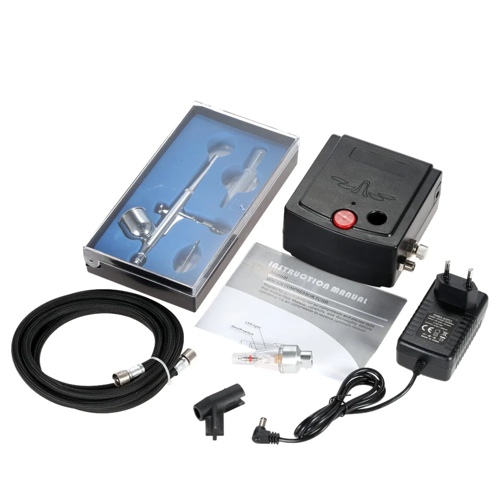KKmoon 100-240V Professional Gravity Feed Dual Action Airbrush Air