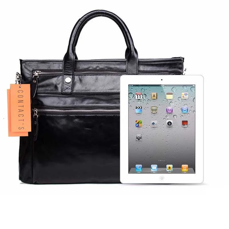 

New Business Men's Briefcase Shoulder Bag Oil Wax Leather Messenger Bag Computer Laptop Bag Men's Travel Bags Free Shipping
