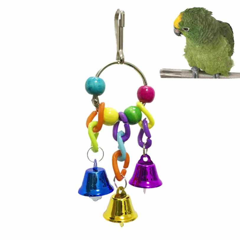 7*16cm Bird Toys Parrot Toys Swing Parrot Cage Bells Strings Hanging Cockatiel Parakeet Pet Bird