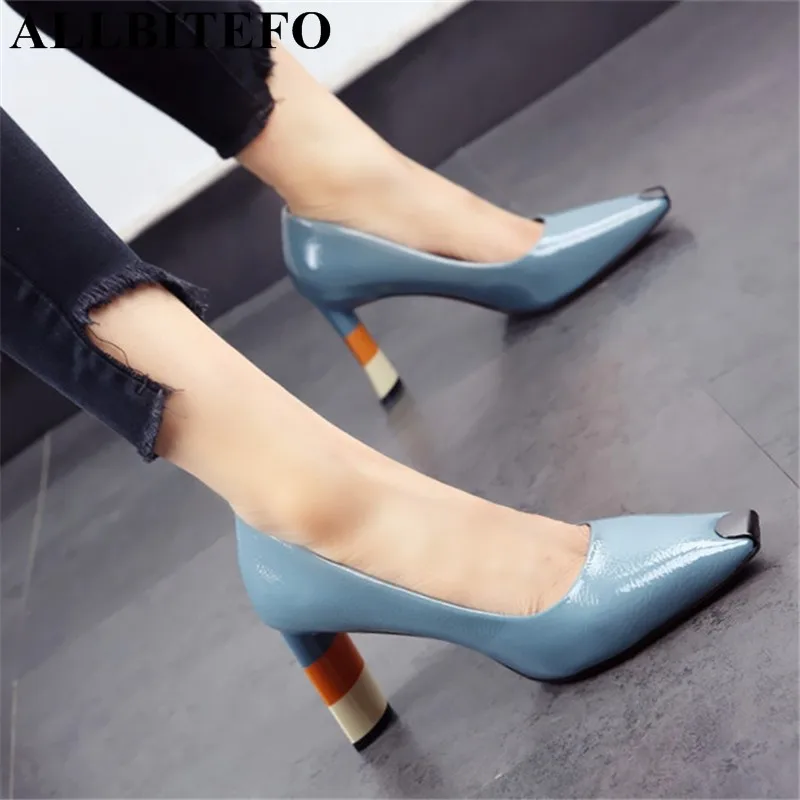 ALLBITEFO Colored heel fashion women high heel sho