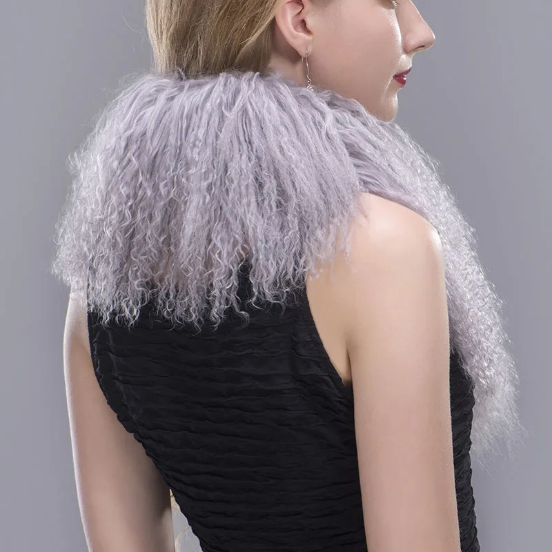 tibet lamb fur scarf grey 5