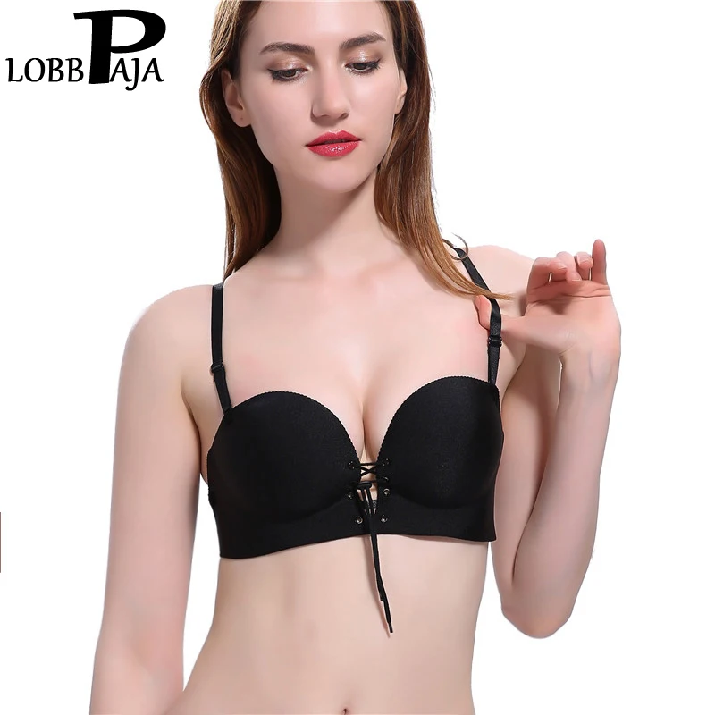 

LOBBPAJA Woman Push Up Bra For Wedding/Evening Party Women Bras Sexy Seamless Adjustable Convertible Cross Shoulder Straps Bra