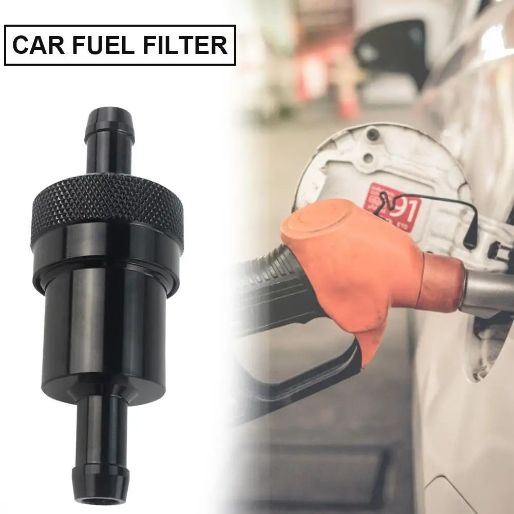 

Professional Black Car Fuel Filter 5/16 1/4 Inch More Responsive Washable Two-caliber Oil Filter Polished Aluminum