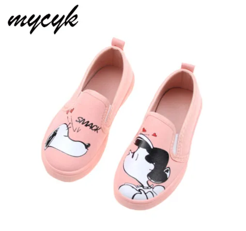 Girl Spring Cute Flat Shoes With Rubber Sole Girls Casual Graffiti Slip-On Kid Canvas Shoes tenis infantil Children Canvas Shoe