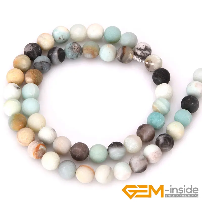 천연석 멀티 컬러 Amazonite 보석 라운드 프로스트 루즈 비즈 쥬얼리 만들기 스트랜드 15 인치 목걸이 팔찌
