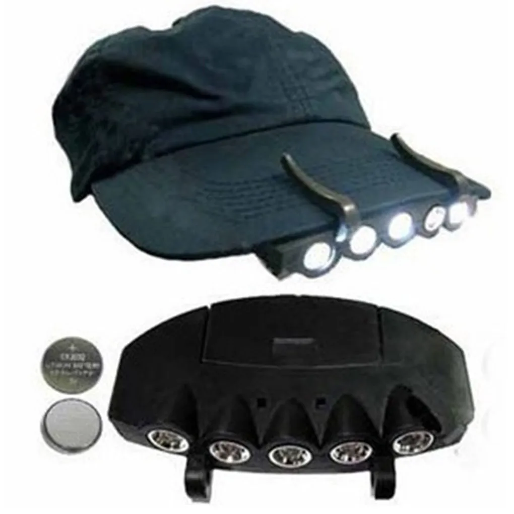 

5LEDs Portable Fishing Camping Headlight Hat Cap Clip Light Lamp Headlamp