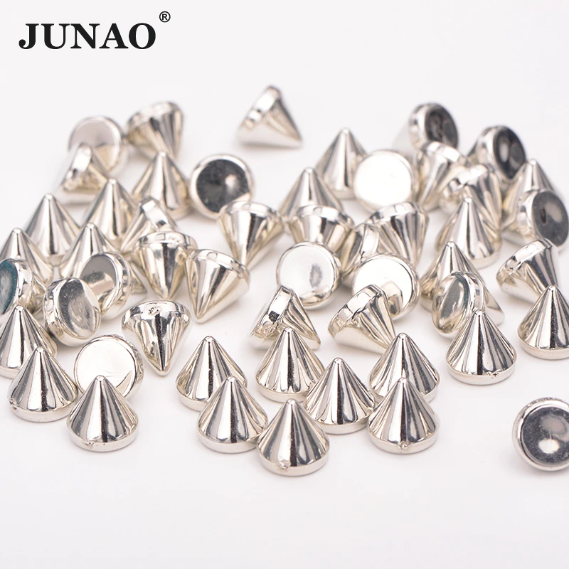 JUNAO tachuelas de Color dorado y plateado, remaches de plástico decorativos, remaches Punk para ropa de cuero, fabricación de joyas, manualidades, 8mm 10mm|Remaches prendas| AliExpress