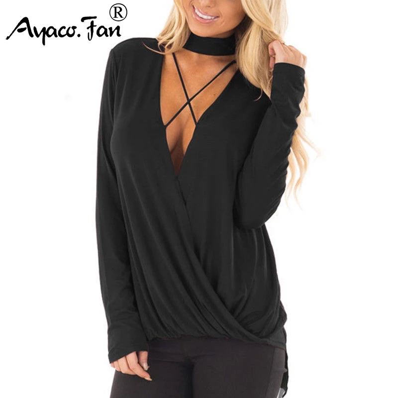 Blusa femenina de verano con cuello en V, camisa Sexy encaje para fiesta discoteca, 2019|Blusas y camisas| -