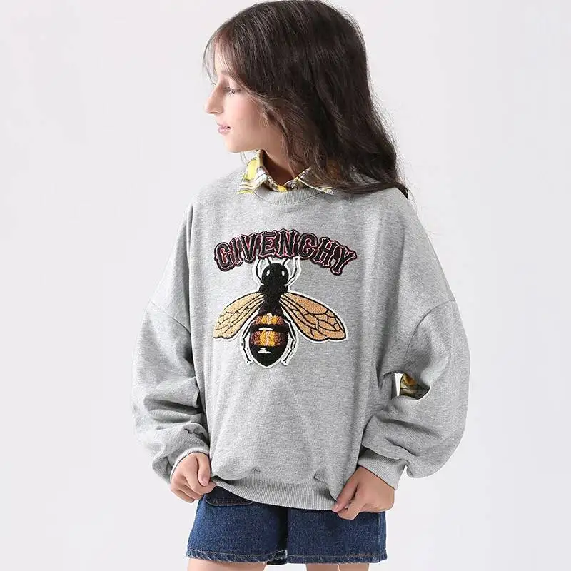 

Teen Girls Clothing Set for 6-15Y 2018 New 2Pcs Embroidery Sweatshirts + Plaid Blouse Girls Cotton School Clothing Sets