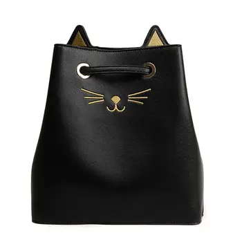 

AUAU-New Large Capacity PU Cute Cat Pattern Cross-Body Bags String-Drawn Single Shoulder Bags
