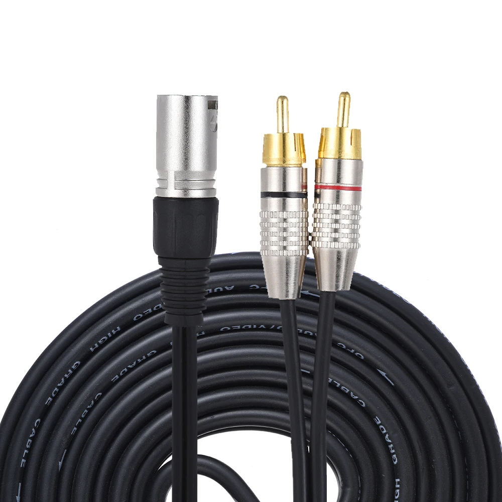 Ammoon 1 XLR кабель для мужчин 2 RCA штекер стерео аудио разъем кабеля Y разделительный провод шнур(1,5 м/4.9ft) для микрофона