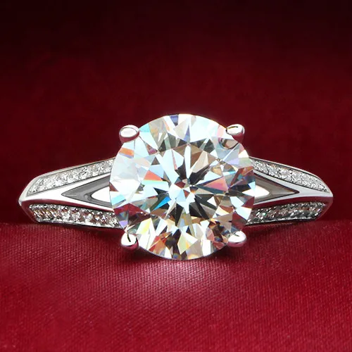 Roswell Love 3Ct 9 мм круглое моиссанитовое кольцо тест положительная Гарантия 925 пробы