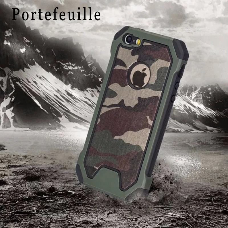 Portefeuille For Apple iPhone 6 6S Camouflage Defender Case Hard Soft Silicone Cover For iPhone 7 Plus 5 5S SE Coque Accessories (1)