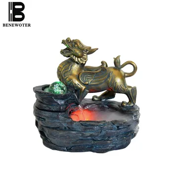 

110V-220V Vintage Lucky Brave Troop Flowing Water Fountain Office Desktop Feng Shui Ornaments Creative Home Decor Business Gifts