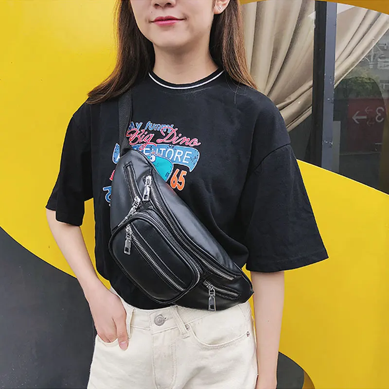 

Tonny Kizz laser black waist packs PU leather women fanny pack fashion female belt bag heuptas leopard chest bag riсonera 2019