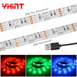 5 В USB Мощность 5050 30led/m RGB Цвет led strip 0,5 м 1 м 2 м led ленты SMD ТВ Настольный ПК Экран Подсветка клейкая лента