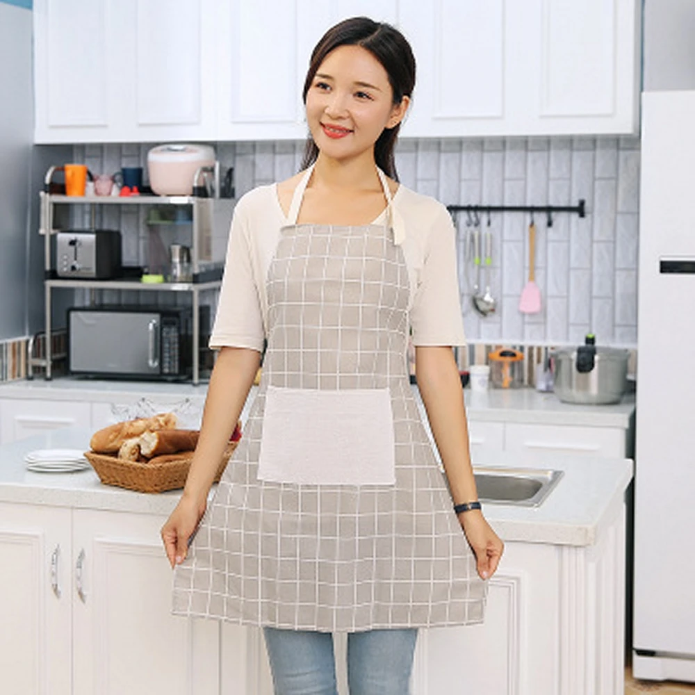 Northern Europe Fashion Apron Suit for Lady Women Men Adjustable Cotton Linen Household Kitchen Pinafore for Cooking Baking