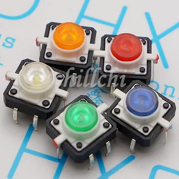 

100PCS / 12*12 with blue light blue LED switch small pin 4 reset button button often fretting