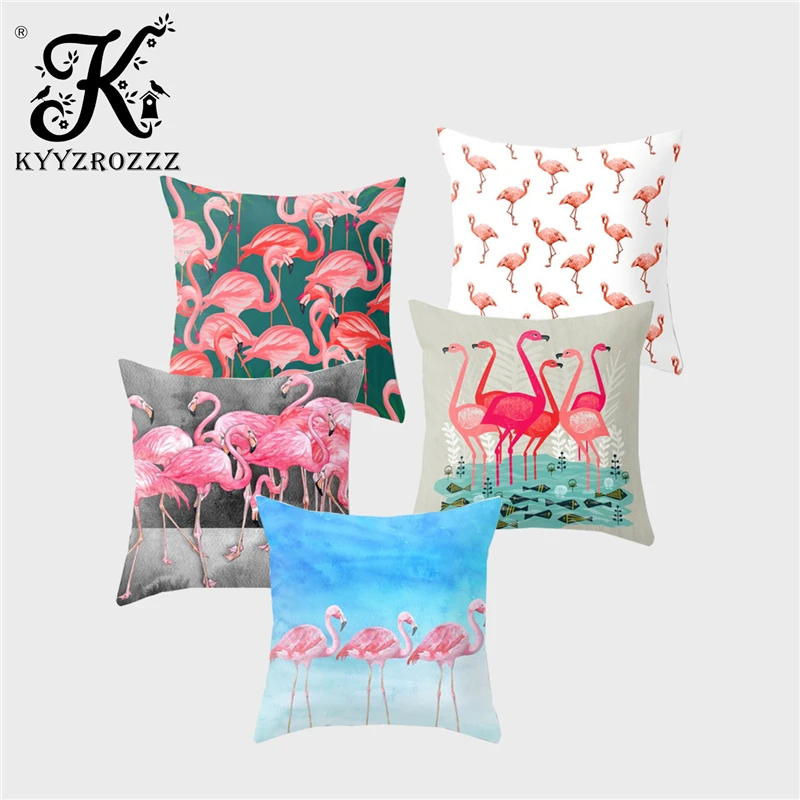 

Pink Fashion Flamingo Animal Cushion Set Polyester Geometric Printing Bronzing Printing Car Sofa Bed Home Decoration Pillowcase