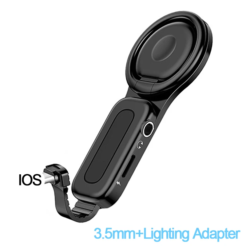 3.5mm Lighting Для iPhone 7 8-3,5 мм аудио адаптер палец кольцо держатель быстрая зарядка OTG адаптер освещения зарядное устройство для наушников AUX разъем - Цвет: 3.5mm Lighting