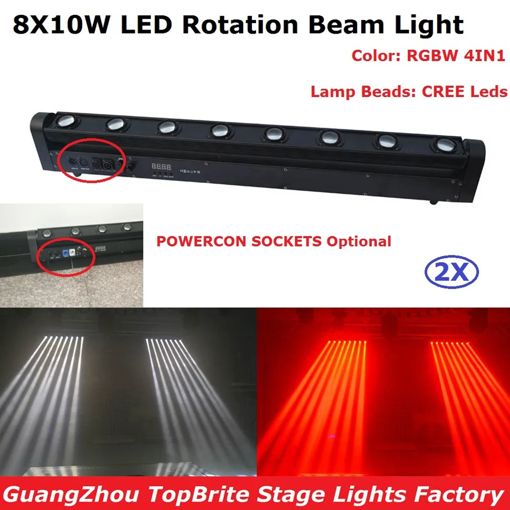 

2XLot LED Bar Beam Moving Head Light High Quality 8X10W RGBW Quad Color LED Rotation Beam Lights Perfect For Dj Party Nightclubs