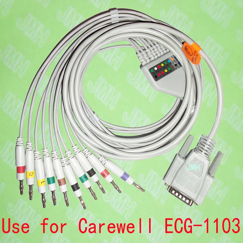 

Compatible with 15PIN Carewell ECG-1103 EKG Machine the One-piece 10 lead cable and 4.0 banana leadwires,IEC or AHA.