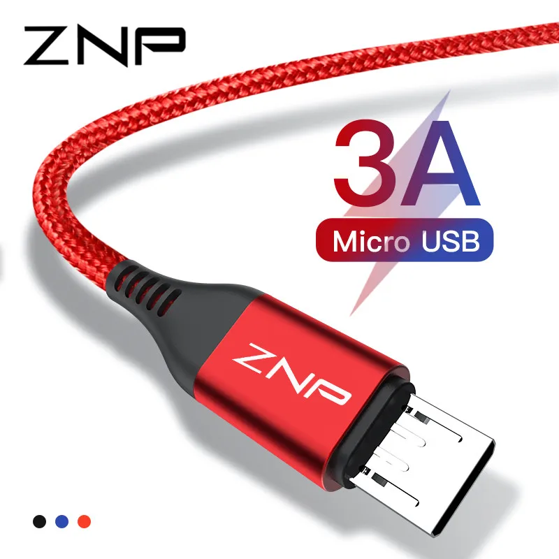 

ZNP Micro USB Cable 3A Nylon Fast Charge USB Data Cable for Samsung Xiaomi Note 4 Tablet Android Mobile Phone USB Charging Cord