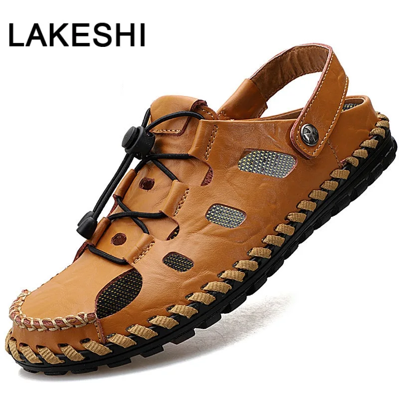 

Brand Genuine Leather Sandals Men Shoes Summer Beach Sandals Men's Sandals Men Casual Shoes Fashion Sandals Slippers Big Size 48
