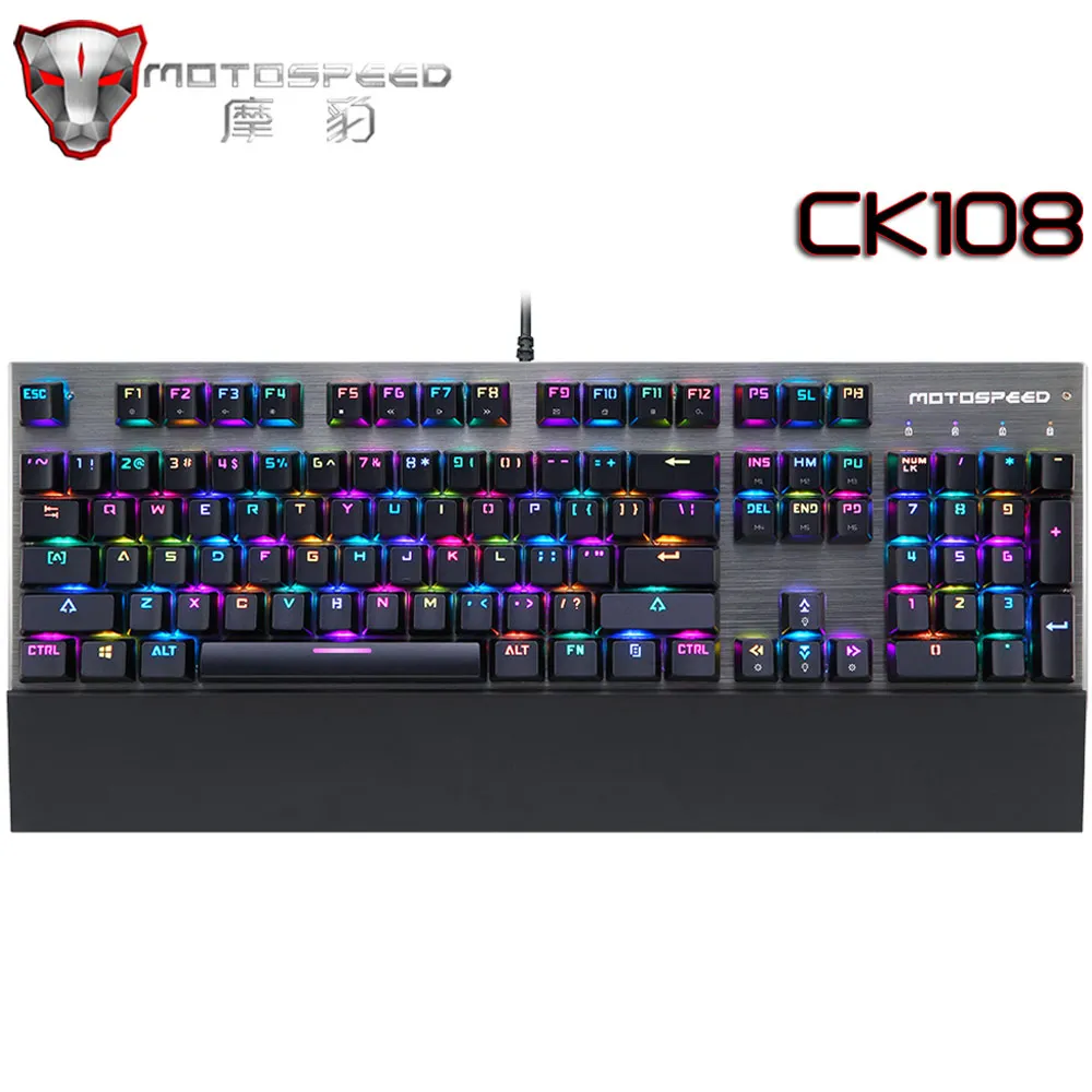 Motospeed CK108 игровая механическая клавиатура с подсветкой RGB светодиодный черный/синий переключатель Проводная клавиатура для компьютера PC gamer