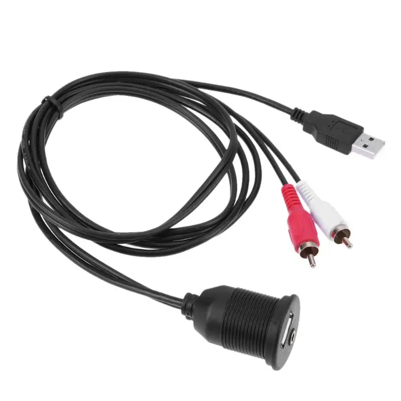 2RCA разъем удлинитель панель кабель 1 м приборной панели автомобиля заподлицо USB AUX водонепроницаемый шнур провод для автомобилей Мотоцикл лодка