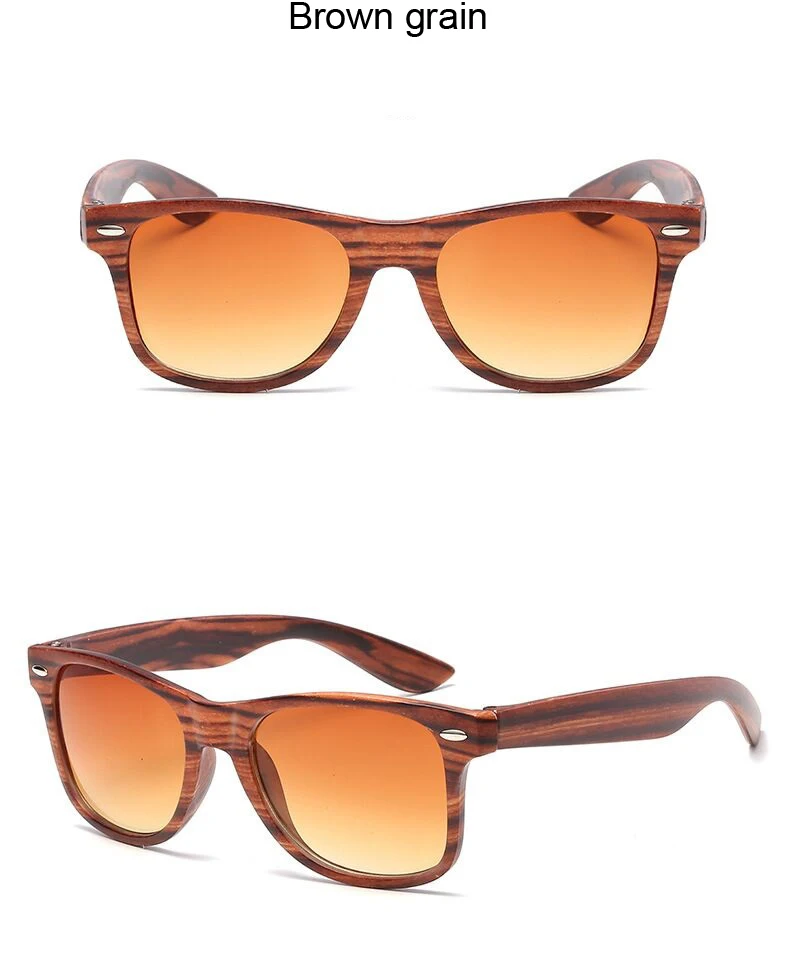 Fashion Square Sunglasses Women Designer Luxury Man/Women Black Sun Glasses Male Female Classic Vintage Imitation Wood Grain