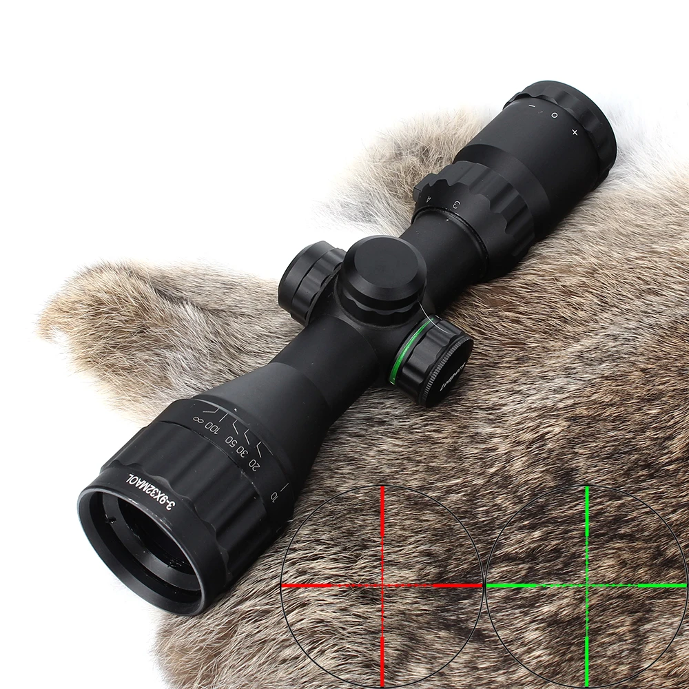 

Hunting Optics 3-9x32 AO Compact Mil Dot Red Green Illuminated Reticle Riflescopes with Sun Shade Tactical Rifle Scope