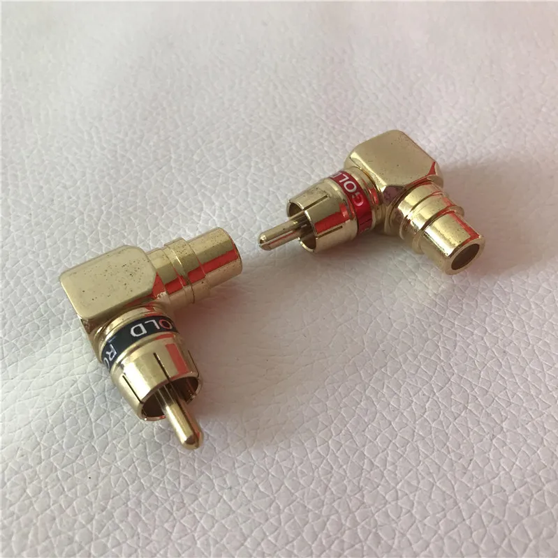 

100pcs/lot L-Type 90 Degree RCA Adapter Male to Female Converter Jack Plug for Vedio Audio Cable DIY Gold
