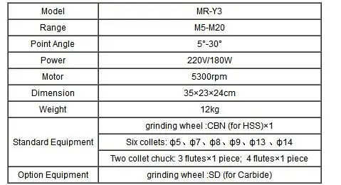 Точильный станок с винтовым краном, точильный станок для MR-Y3, точильный станок, шлифовальный станок, сертификация CE, гарантия 1 год, точильный станок с фаской, точильный резак 220 В