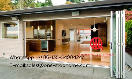  Power Coated Sliding Open Style Aluminum Frame Internal folding doorspanoramic glass folding glass 