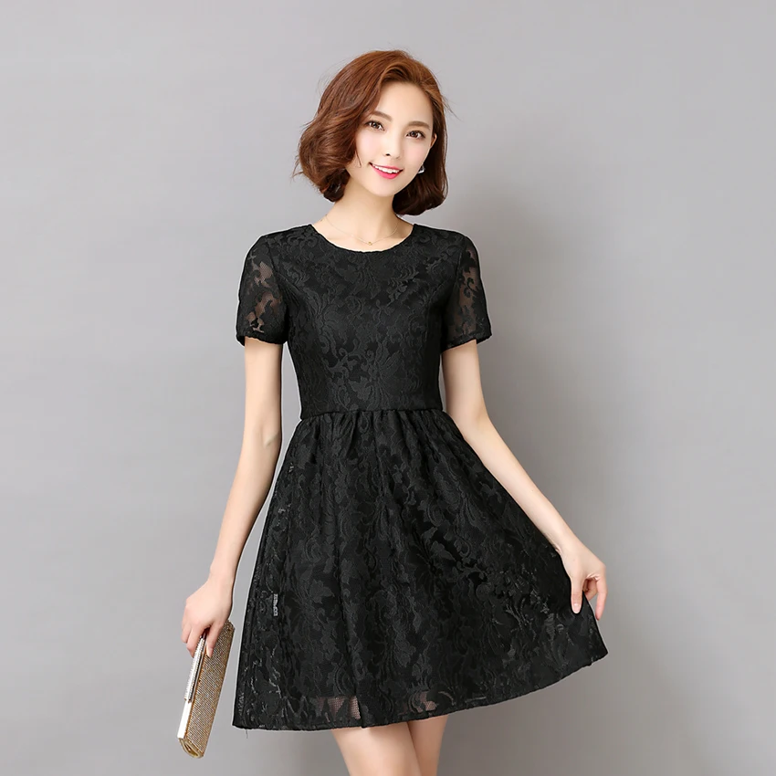 2017 Hot Sale Summer Casual Black Women's Short Sleeves Dresses O Neck ...