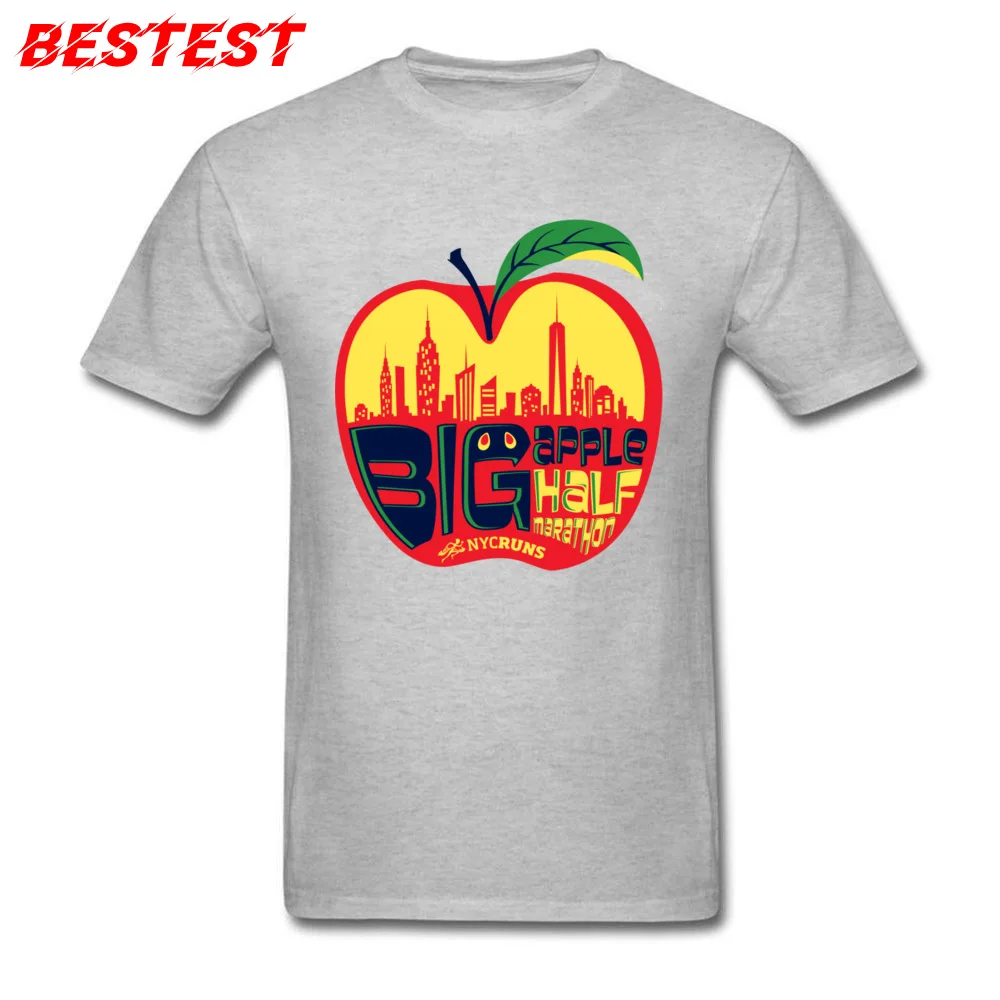 Mens Fashion Funny Tops Shirt Round Neck Autumn 100% Cotton Top T-shirts Printed On Short Sleeve NYCRUNS_BigAppleHalf T Shirt NYCRUNS_BigAppleHalf grey