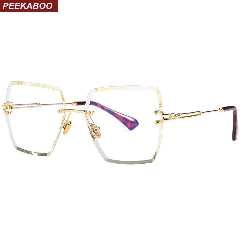 Peekaboo Безрамное очки кадров для женские дизайнерские брендовые 2018 ясно Объектив без оправы очки с квадратной оправой женские