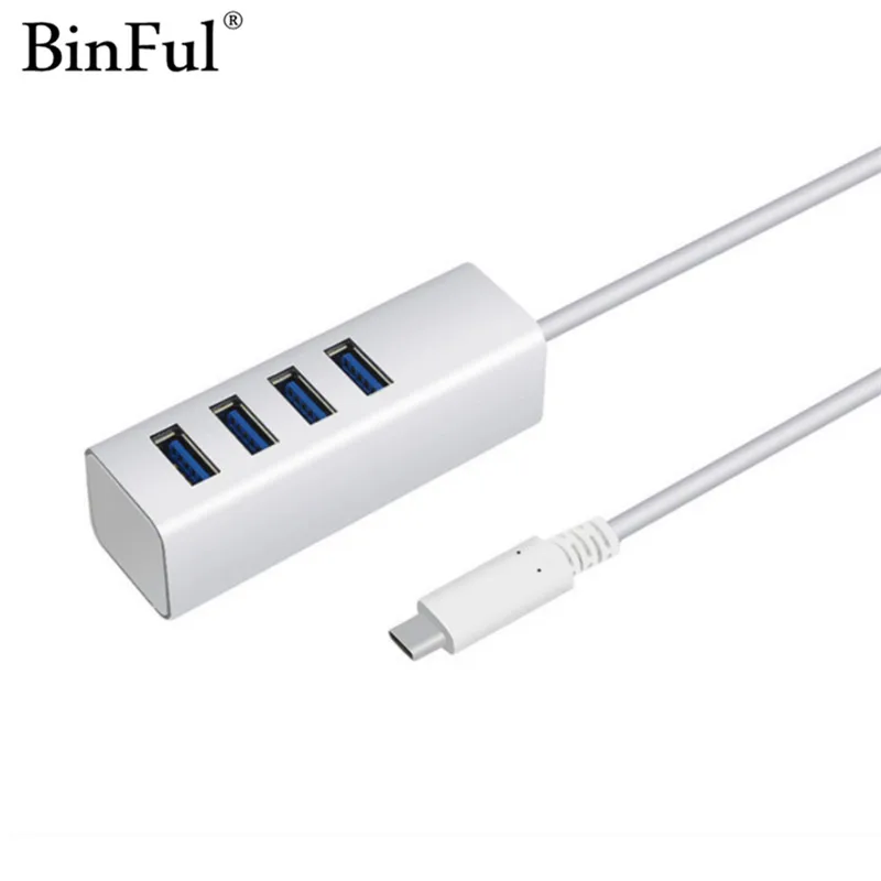 

BinFul Aluminum USB 3.1 Type C Super Speed External 4 Port Usb Splitter Micro Power Usb Interface for Laptop PC Computer